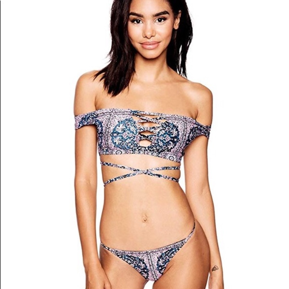 Colorful Off the Shoulder Bikini